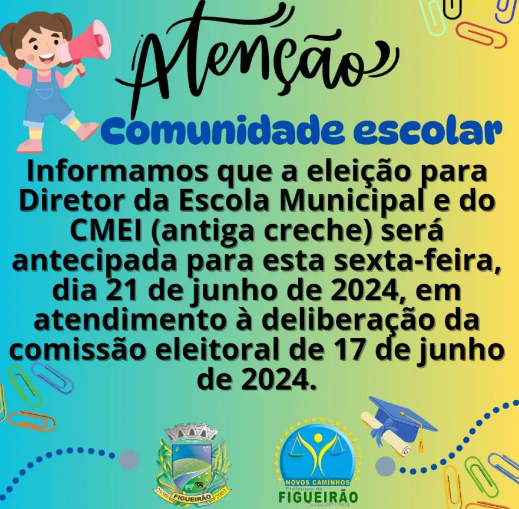 Imagem de compartilhamento para o artigo Eleições para diretor escolar da CMEI acontecem hoje em Figueirão da MS Todo dia